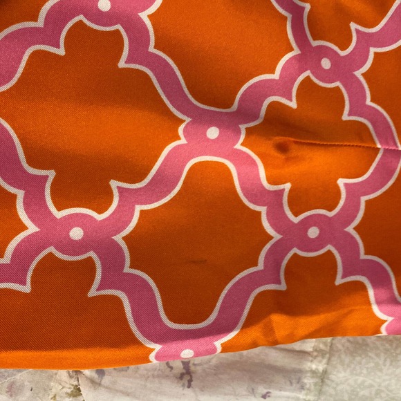 Skirtin Around Sz 2 Silk Sheath Dress Lined Pink Orange Tie Front Retro 60s - Picture 9 of 11